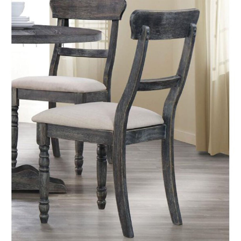 English Elm Set Of 2 Dining Chairs With Padded Cushions - Light Brown & Weathered Gray For Ultimate Comfort B016P314430-GIGA