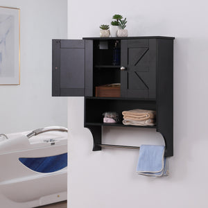 English Elm Over Farmhouse Bathroom Storage Cabinet with Two Doors and Adjustable Shelves for Small Spaces Black 30.9 L x 13.3 W x 5.5 H W3151P345794