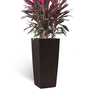 English Elm 30 Inch Faux Rattan Tall Planter Self Watering Indoor Outdoor Patio Garden Pot W3213P311470