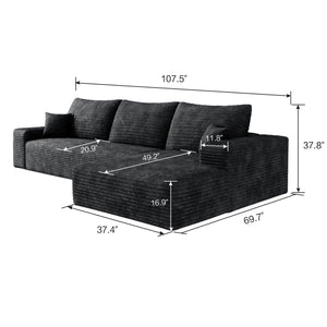 English Elm 107" Cloud Sectional Couch - Modern L-Shape Modular Sofa, No Assembly, Deep Plush Comfort For Home W2824S00069
