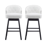 Christopher Knight Home® - Noble House - - 33.25" Swivel Counter Stools Set Of 2, Upholstered Counter Height Bar Stools With Solid Rubber Wood Frame, Backrest, Footrest, Armless Barstools For Home Bar, Kitchen Counter, Black + Beige