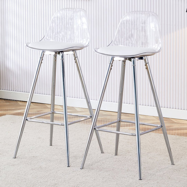 English Elm Modern Pu Leather Upholstered Barstools with Slim Metal Legs for Kitchen Counter Seating W1151P154367