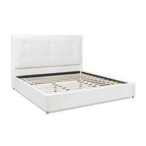 English Elm Jennifer Taylor Home - Miramar King Upholstered Cushion-Back Platform Bed Frame In Antique White For Coastal Elegance B2719P238242