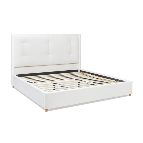 English Elm Jennifer Taylor Home - Miramar King Upholstered Cushion-Back Platform Bed Frame In Antique White For Coastal Elegance B2719P238242