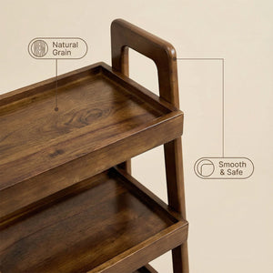 English Elm 100% Solid Wood Three Tier Ladder Shelf Freestanding Bookcase for Bedroom or Office W3204P445671