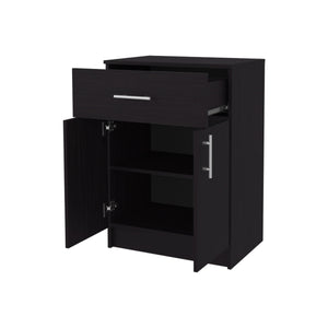 English Elm Wengue Kitchen Pantry with 3 Open Shelves and Drawer — Elegant Melamine Storage Cabinet, 33.5"H B062P290288