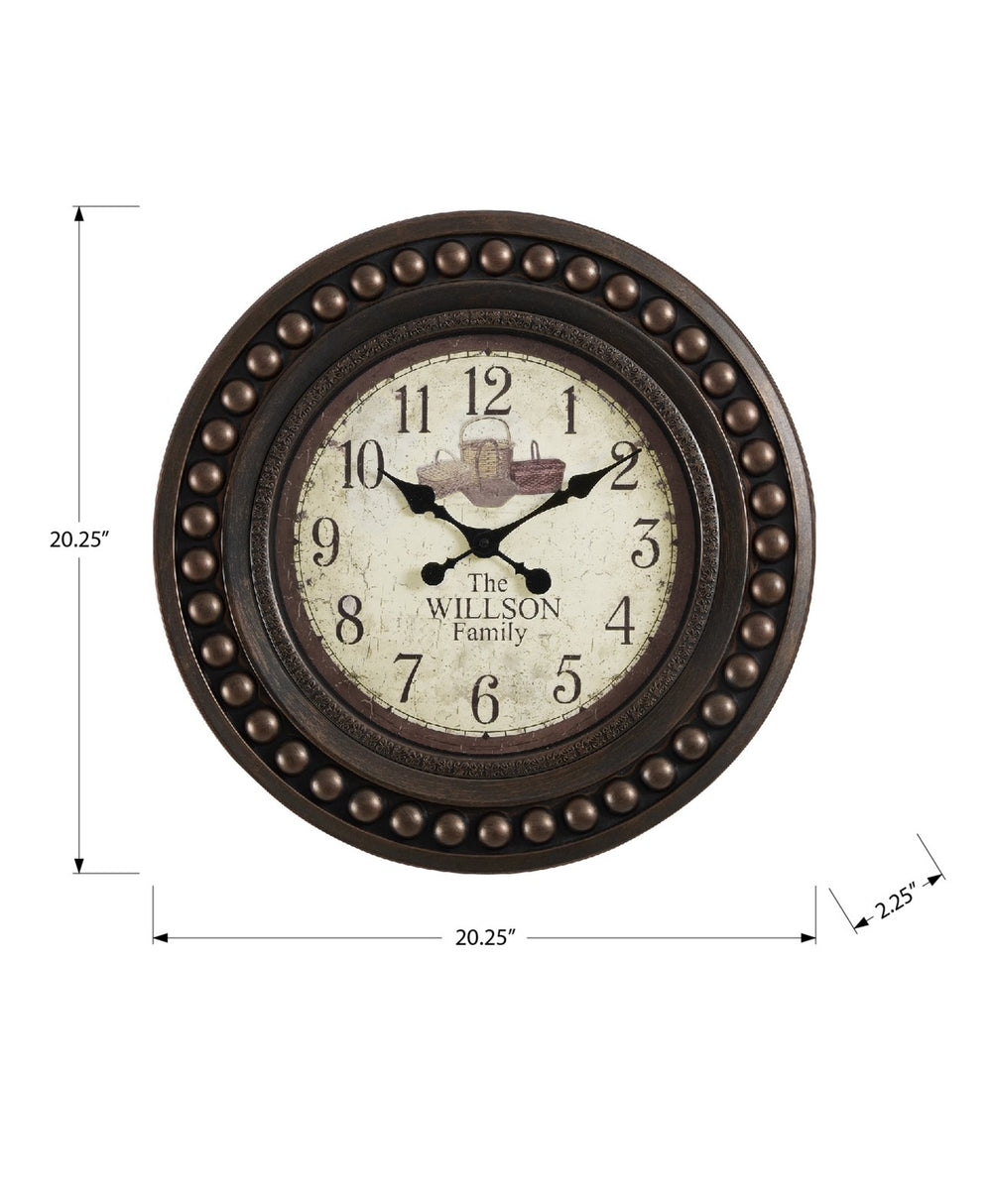 English Elm Clocks, 20" Antique Brown Wall Clock - Elegant Transitional Design With Quartz Accuracy For Home Decor B2710P287079