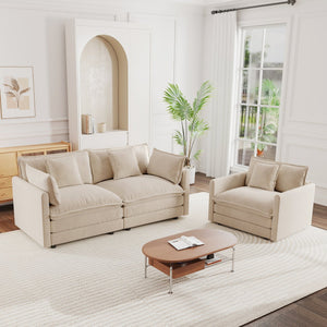 English Elm 2 Piece Chenille Loveseat and Accent Chair Set Upholstered Modular Living Room Sofa W714S00894