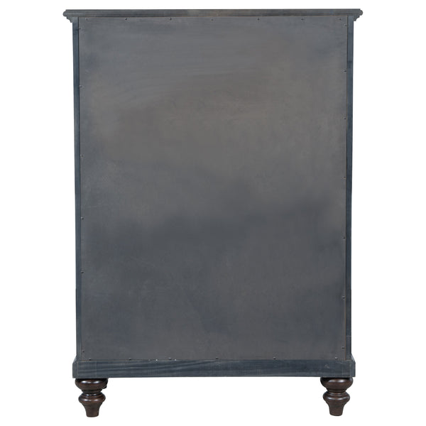 English Elm Berwick Five Drawer Chest with Oak Veneer and Gunmetal Hardware for Bedroom Storage B062P440099
