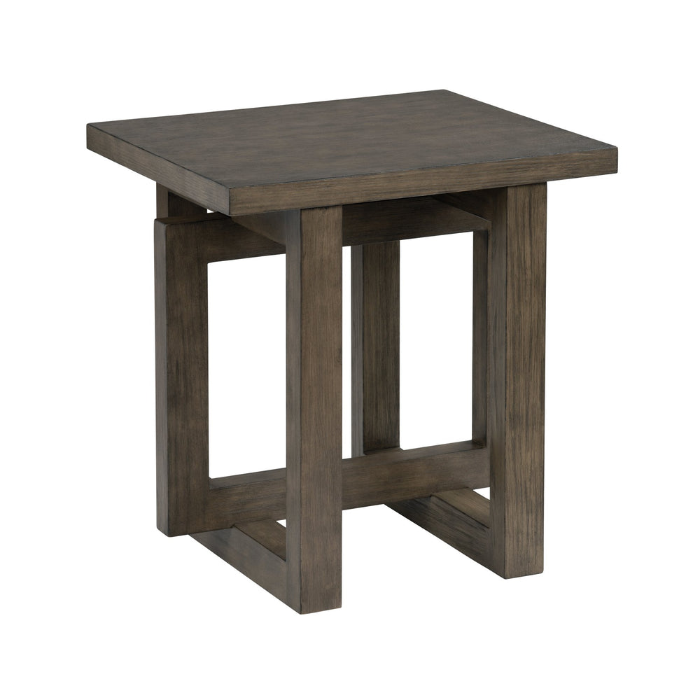 Crestview Collection Transitional End Table - Solid Pine Wood With Geometric Base & Rustic Charm For Modern Spaces Brown Solid Wood Cvfdr1215