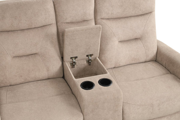 English Elm Paterson Microsuede Velvet Reclining Sofa with Console and Cup Holders for Media Rooms B078P497900