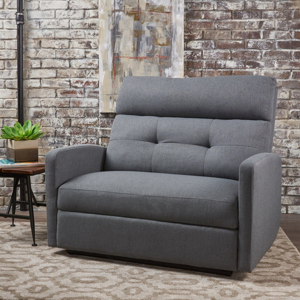 English Elm Christopher Knight Home® - Reclining Loveseat with Push-Back Recline, Plush Tufted Fabric Sofa, Compact Wall-Hugger Design Charcoal 61372.00CCL