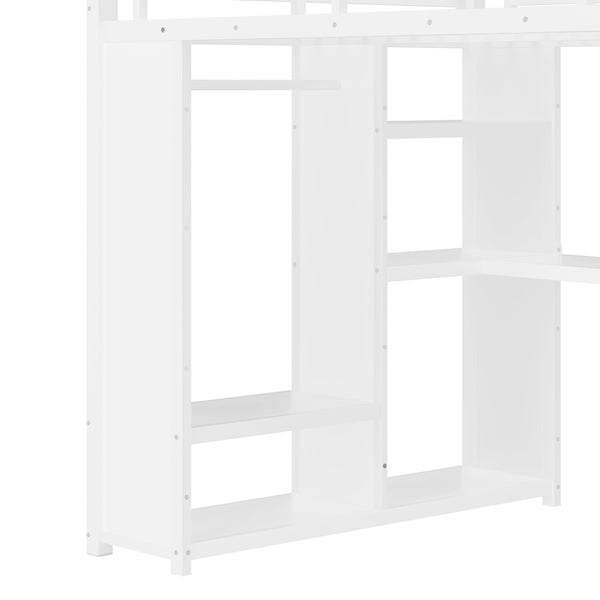 English Elm Metal Twin Xl Loft Bed with L Shaped Desk Wardrobe and Storage for Teens W1580S00401