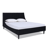 English Elm Aspen Vertical Tufted Headboard Platform Bed Set, Queen, Anthracite Black Velvet