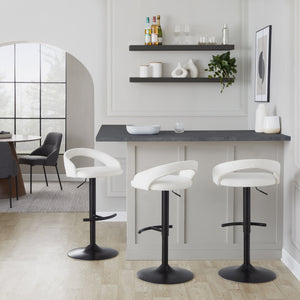 English Elm Adjustable Velvet Swivel Barstools with Black Metal Base for Kitchen or Bar Set of 3 B202S02052