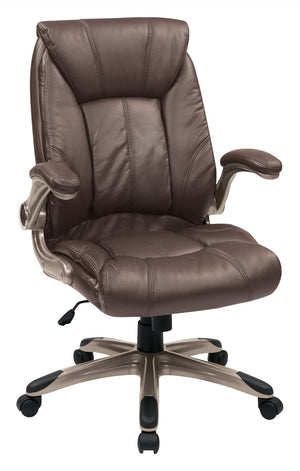 OSP Home Furnishings Faux Leather Mid Back Manager Chair with Lumbar Support and Pneumatic Height Adjust FLH24981-U1