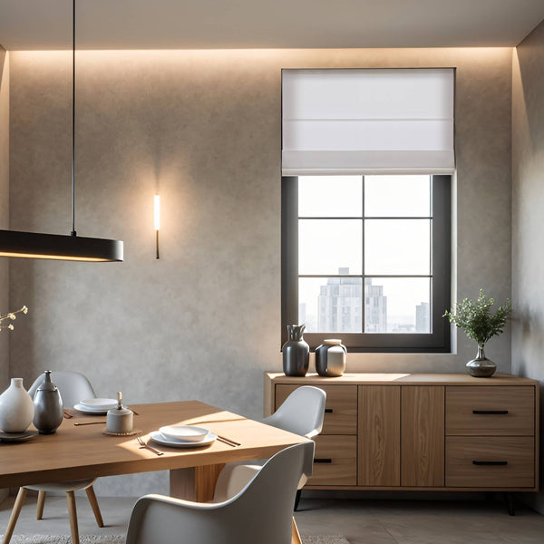 English Elm 1PC Cordless 39x64" Roman Blind Galen Matte Fabric Blackout Polyester Panel Durable Light Control White 6.96 L x 9.25 W x 8.07 H B035P341211