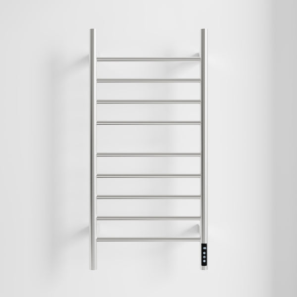 English Elm Brushed Heated Towel Rack 9-Bar Wall-Mount, 150W Carbon Fiber Warmer with Timer, IPX4 Waterproof, 110V T3177P305031