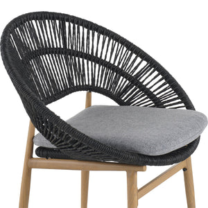 English Elm Christopher Knight Home® - Cyril Handwoven Outdoor Wicker Papasan Dining Chair Set of 2 with Water‑Resistant Cushions, UV‑Safe Dark Gray,Teak N775P271975G