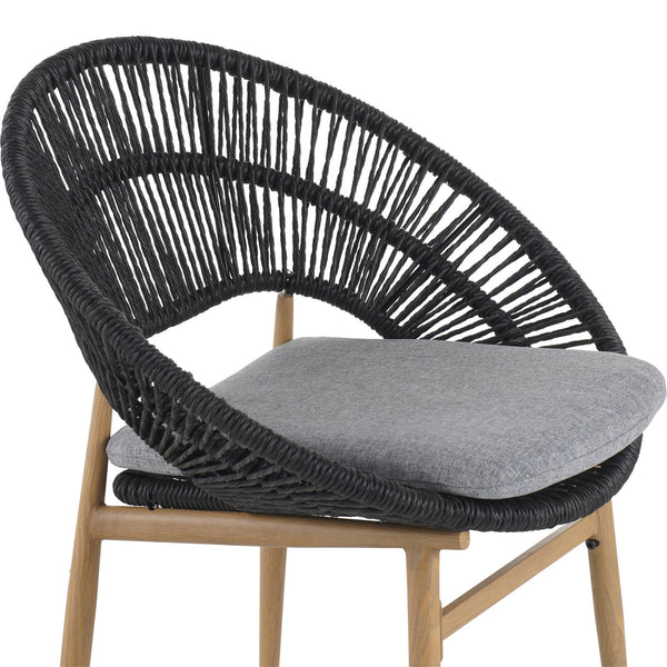 English Elm Christopher Knight Home® - Cyril Handwoven Outdoor Wicker Papasan Dining Chair Set of 2 with Water‑Resistant Cushions, UV‑Safe Dark Gray,Teak N775P271975G