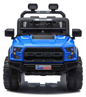 English Elm Kids 12v Dual Motor Off Road Ride on Truck with Remote Control Led Lights and Swing Blue W1760P426763