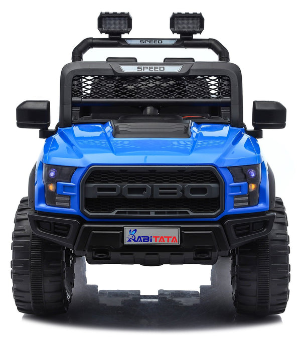 English Elm Kids 12v Dual Motor Off Road Ride on Truck with Remote Control Led Lights and Swing Blue W1760P426763