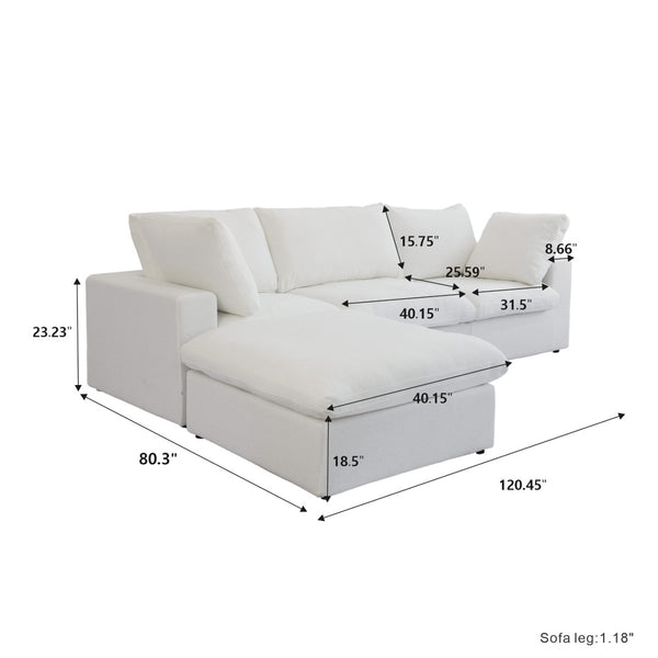 English Elm Sky Cloud Sectional Sofa With Washable Cover - Modular L-Shaped Comfort For 4-Seaters In Any Space B341S00002-GIGA