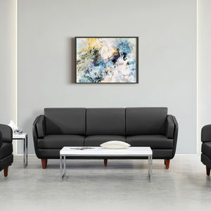 OSP Home Furnishings Loveseat Commercial Grade Faux Leather Two Seat Sofa with Cherry Wood Legs for Offices Sofa SL59403-U65