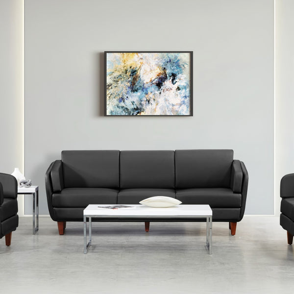 OSP Home Furnishings Loveseat Commercial Grade Faux Leather Two Seat Sofa with Cherry Wood Legs for Offices Sofa SL59403-U65