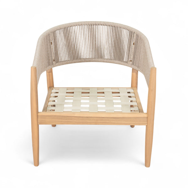 English Elm Christopher Knight Home® - Verona Outdoor Acacia Wood Club Chair Set Of 2 With Beige Cushions & Handwoven Rope For Patio Style N775P309256A