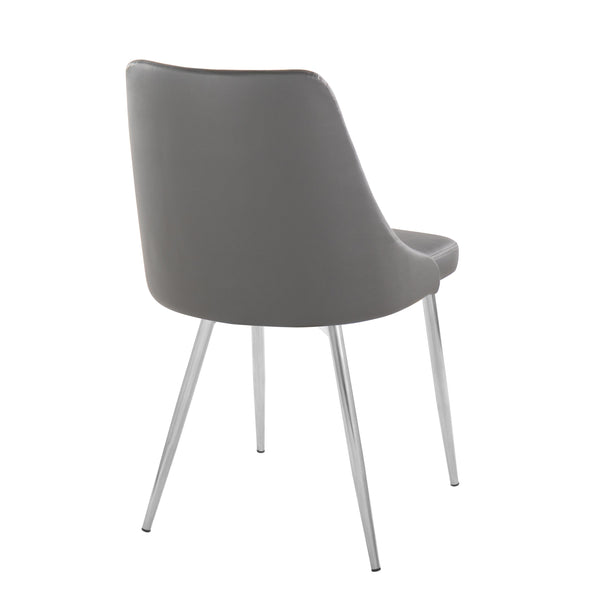 English Elm Marche Modern Accent Dining Chair Set Of 2 - Grey Faux Leather With Chrome Metal Legs For Style & Comfort B202S01260