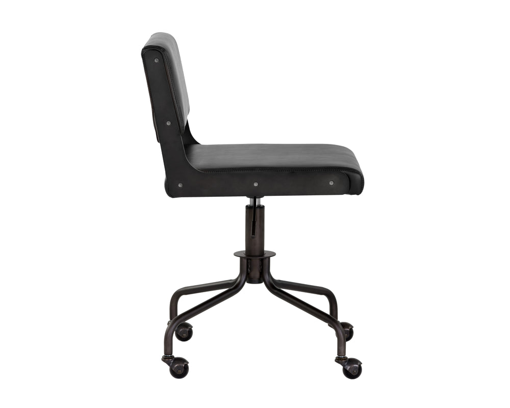 Sunpan Davis Armless Office Chair with Scandinavian Style, Industrial Flair & Exposed Steel Frame Design Dark Bronze / Onyx