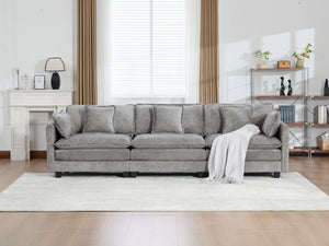 English Elm Cloud Modular Three Seat Sofa Chenille Upholstered with Double Layer Cushions for Living Room Gray W1143S00061
