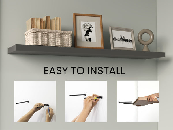 English Elm Floating Shelves – Modern Matte Gray Design For Stylish Storage & Display In Any Room Or Office Space B097P250911