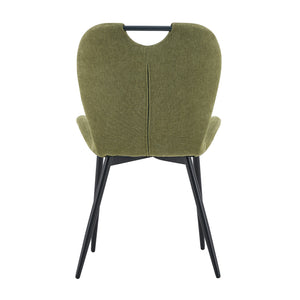 English Elm Set of 4 Olive Fabric Dining Chairs Ergonomic Cushion Black Steel Frame Modern Black+Green W1151P454883