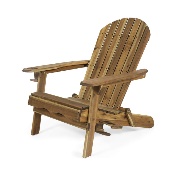 English Elm Christopher Knight Home® - BELLWOOD Adirondack Chair with Folding Design, Rustic Outdoor Wood Seat, Built-In Cup Holder Comfort Natural 37.75 L x 26.75 W x 8.5 H 68940.00