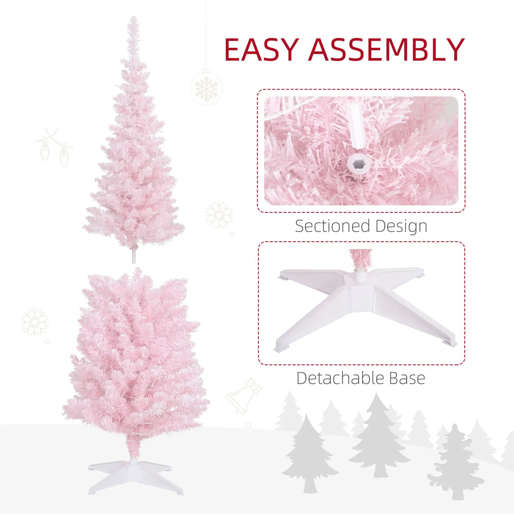 English Elm Pink Flocked Pencil Christmas Tree with Warm White Led Lights for Small Spaces T3971P400682