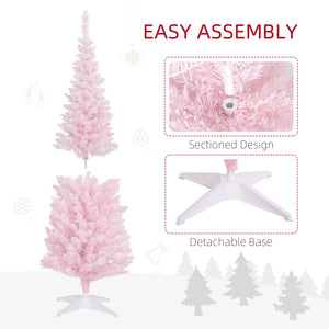 English Elm Pink Flocked Pencil Christmas Tree with Warm White Led Lights for Small Spaces T3971P400682