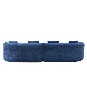 English Elm 111" L Shaped Cloud Sofa Plush Chenille Upholstered High Density Foam Apartment Living Room Blue W1669S00055