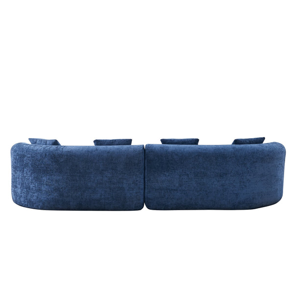 English Elm 111" L Shaped Cloud Sofa Plush Chenille Upholstered High Density Foam Apartment Living Room Blue W1669S00055