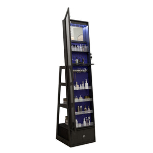 English Elm 360°swivel Jewelry Armoire with Led Lit Interior Full Length Mirror and Locking Drawers W3406P411294