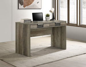 English Elm 1pc Modern Rustic Desk with Dual Drawers, Spacious 47.9"W Workstation, Textured Finish & Metal Handles Brown,Gray 25.7 L x 51.1 W x 10.8 H B011P378477