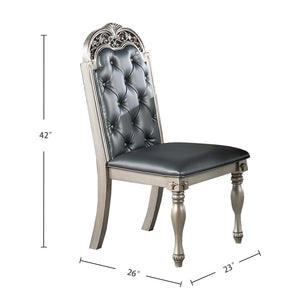 English Elm Set of 2 Polyfiber Upholstered Dining Chairs with Tufted Cushioned Back and Solid Wood Frame, Durable Comfort Silver B016P226039