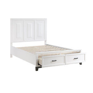 English Elm White Garretson Queen Platform Bed with Built-In Storage Drawers Rustic-Transitional Wood Frame White 71.25 L x 38.5 W x 4.5 H B011S01491