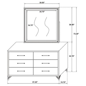 English Elm James White Glam Dresser with Mirror Gold Hardware Six Drawers Bedroom Vanity Set B062S01749