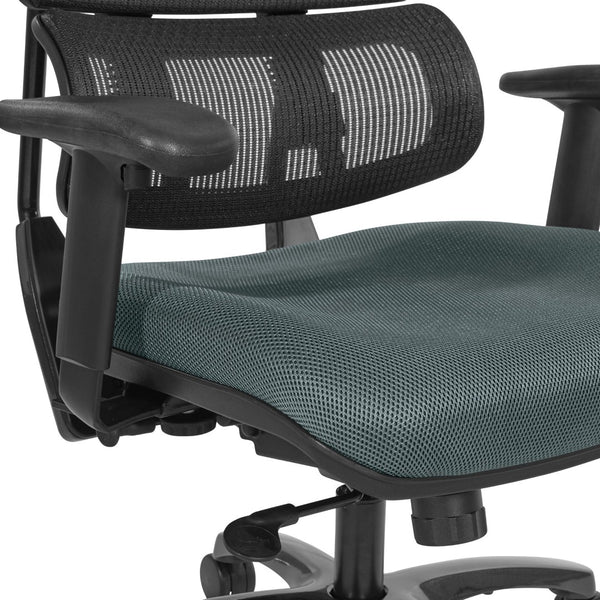 OSP Home Furnishings Vertical Mesh Back Ergonomic Manager Chair with Synchro Tilt and Polished Aluminum Base Grey 99663B-2M