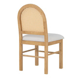 English Elm Trexm 4 Retro Upholstered Chairs With Rattan Backrests For Dining Room and Kitchen (Natural Wood Wash)