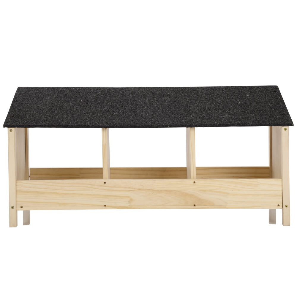 English Elm Chicken Nesting Box with Asphalt Roof Three Compartments Solid Pine Backyard Coop W2181P363545