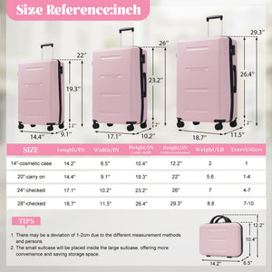 English Elm 6 Piece Hardshell Abs Travel Set with Spinner Wheels Combination Lock and Toiletry Bag Pink N732P391465H