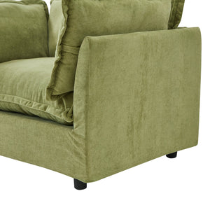 English Elm Modern Chenille Accent Chair with Ottoman Plush Wide Seat Curved Arms for Bedroom Green N719P428439F